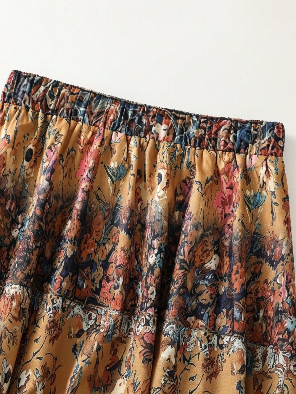 Multicolor Boho Women's Casual Floral Print A-Line Skirt - Picture 5 of 8